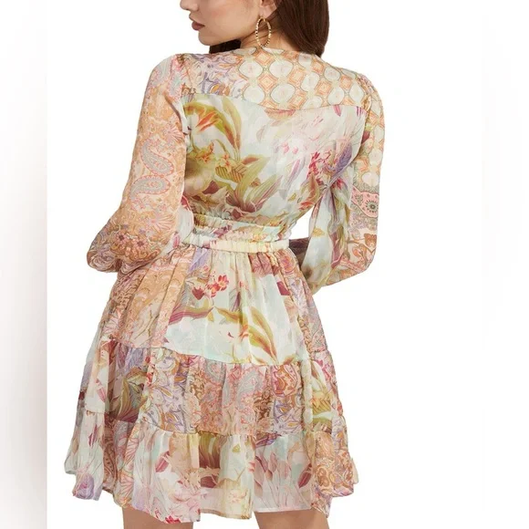 Guess Pastel Patterned Long Sleeve Dress - Picture 2 of 11